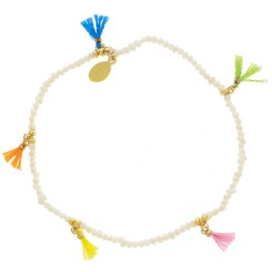 SHASHI : Lilu Bracelet-PEARL, Japanese Seed Bead, Silk Tassel