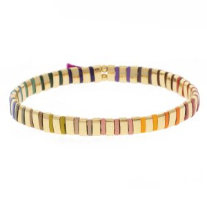 SHASHI: Tilu Bracelet , Echo ,24k Gold Plated Beads , silk/cotton tassel