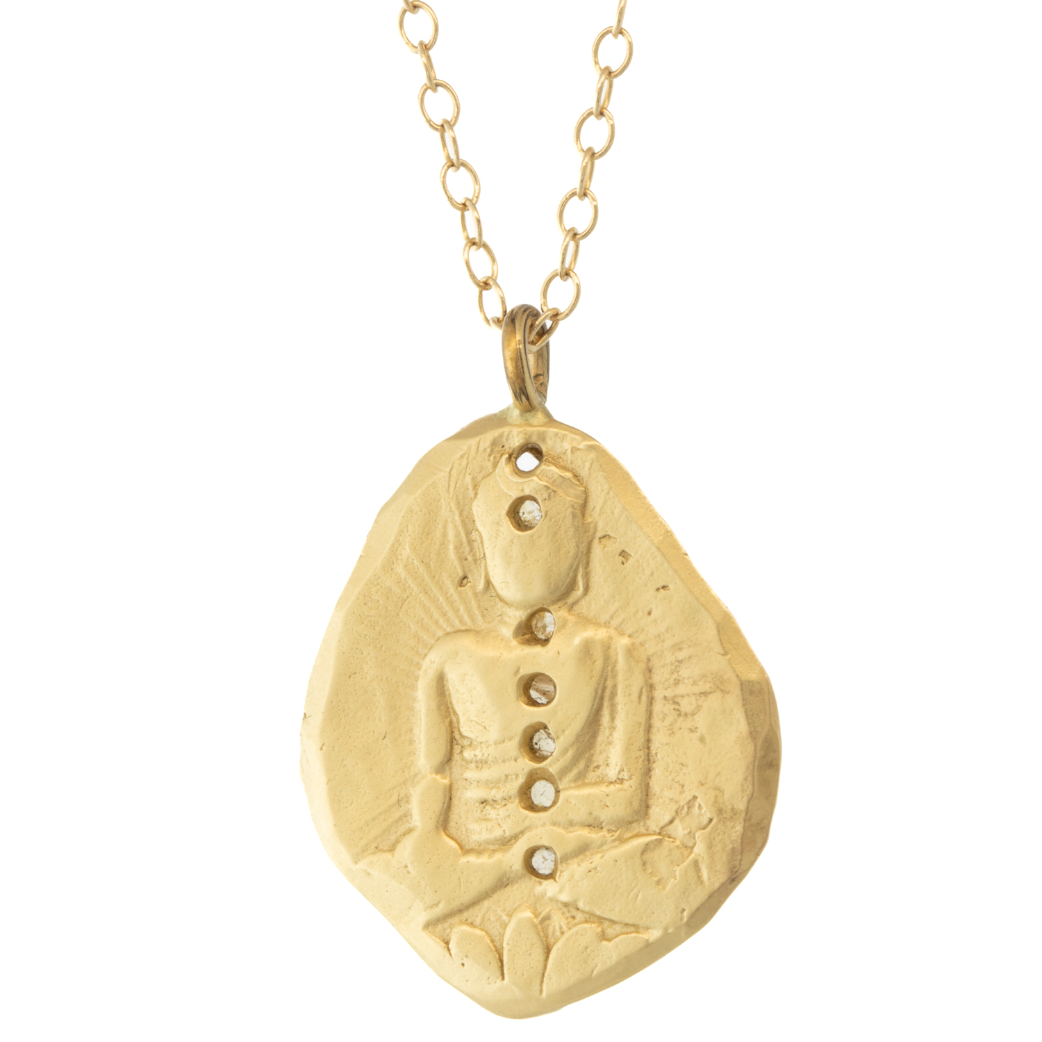 Victoria Cunningham Trunk Show : Necklace,One of a kind,14k Yellow Gold,Diamond chakra buddha,2.33ct golden diamond