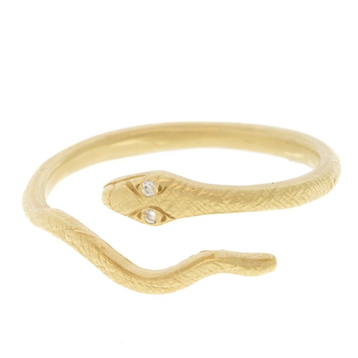 Victoria Cunningham Trunk show : Ring, Snake, Diamond eyes, 14K Gold.