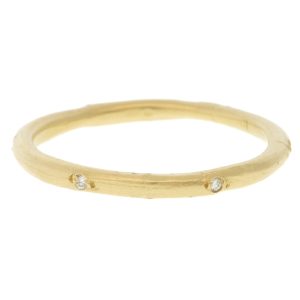 Victoria Cunningham:6 diamond organic band, 14K Yellow Gold.