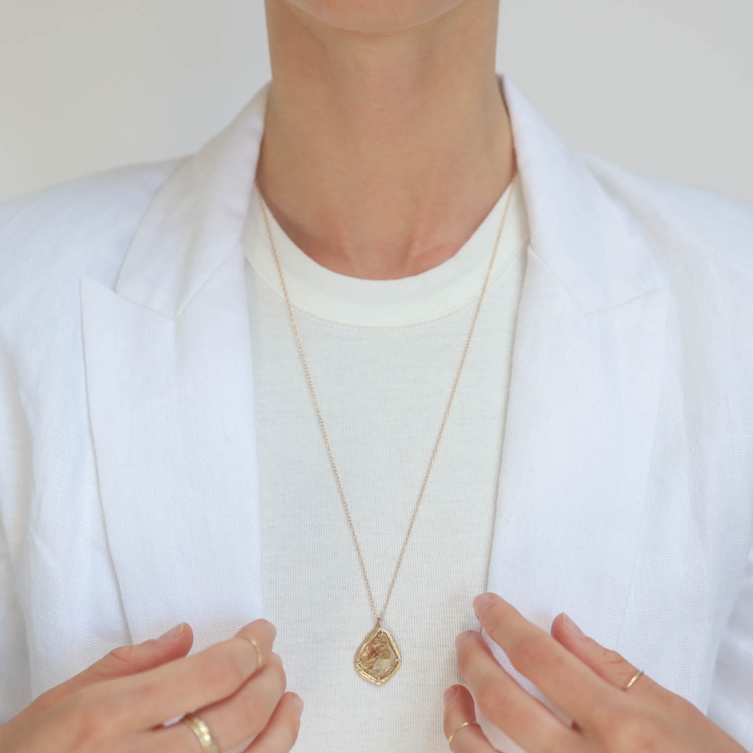 Victoria Cunningham Trunk Show : Necklace,One of a kind,14k Yellow Gold,Diamond chakra buddha,2.33ct golden diamond