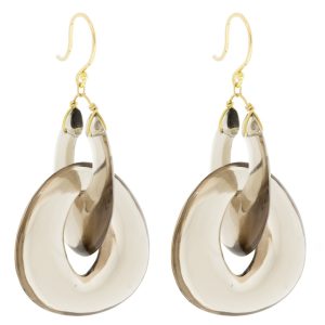 Ten Thousand Things: Smoky Quartz Cut Stone Peacock Link Earring (price estimate)