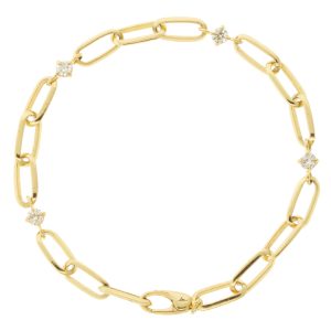 solid gold bracelet with diamonds by jewelry designer Lizzie Mandler