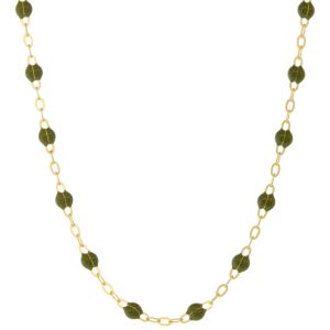 gigiCLOZEAU: Classic Gigi necklace, khaki, 18k yg, 16.5"