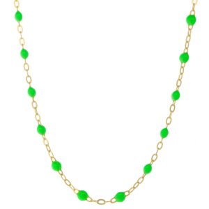 gigiCLOZEAU: Classic Gigi necklace, neon GREEN, 18k yg, 16.5"