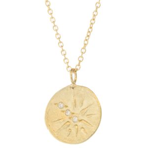 Robin Haley: Delicate When Stars Align Artifact Necklace, 14K yg, 16", 3 diamonds tcw .03