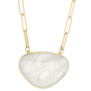 Lulu: Ember Necklace, Moonstone, Measures 17" - 19" in Length
