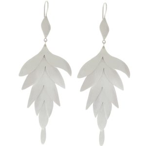Jane Diaz: Large Petal Cascade Earrings, SS, 4" x 1 1/2"