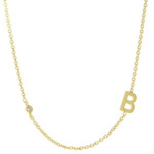 Tai: Gold Simple Chain B Initial Necklace with Three CZ