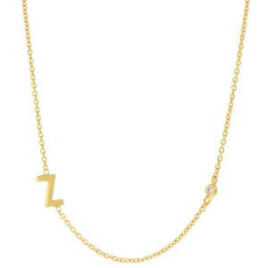 Tai: Gold Simple Chain Z Initial Necklace w/ Three CZ