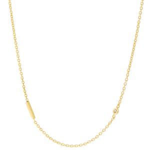 Tai: Gold Simple Chain I Initial Necklace with Three CZ