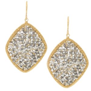 Dana Kellin : Earrings,large diamond shape with crystals