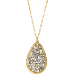 Dana Kellin : Necklace,Small teardrop pendant,plat crystals