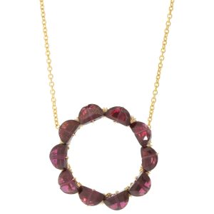Dana Kellin : Necklace,Garnet Circle flower pendant