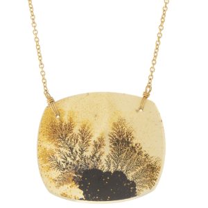 Dana Kellin Fine: Necklace, Dendritic Agate, 14kyg, 16", Pendant 7/8" x 1 1/16"