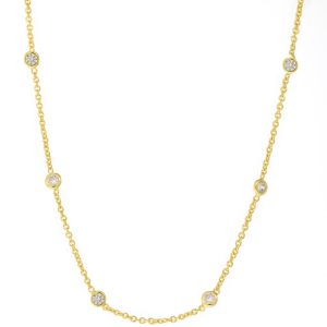 Tai: Gold Simple Chain Necklace with CZ Stations