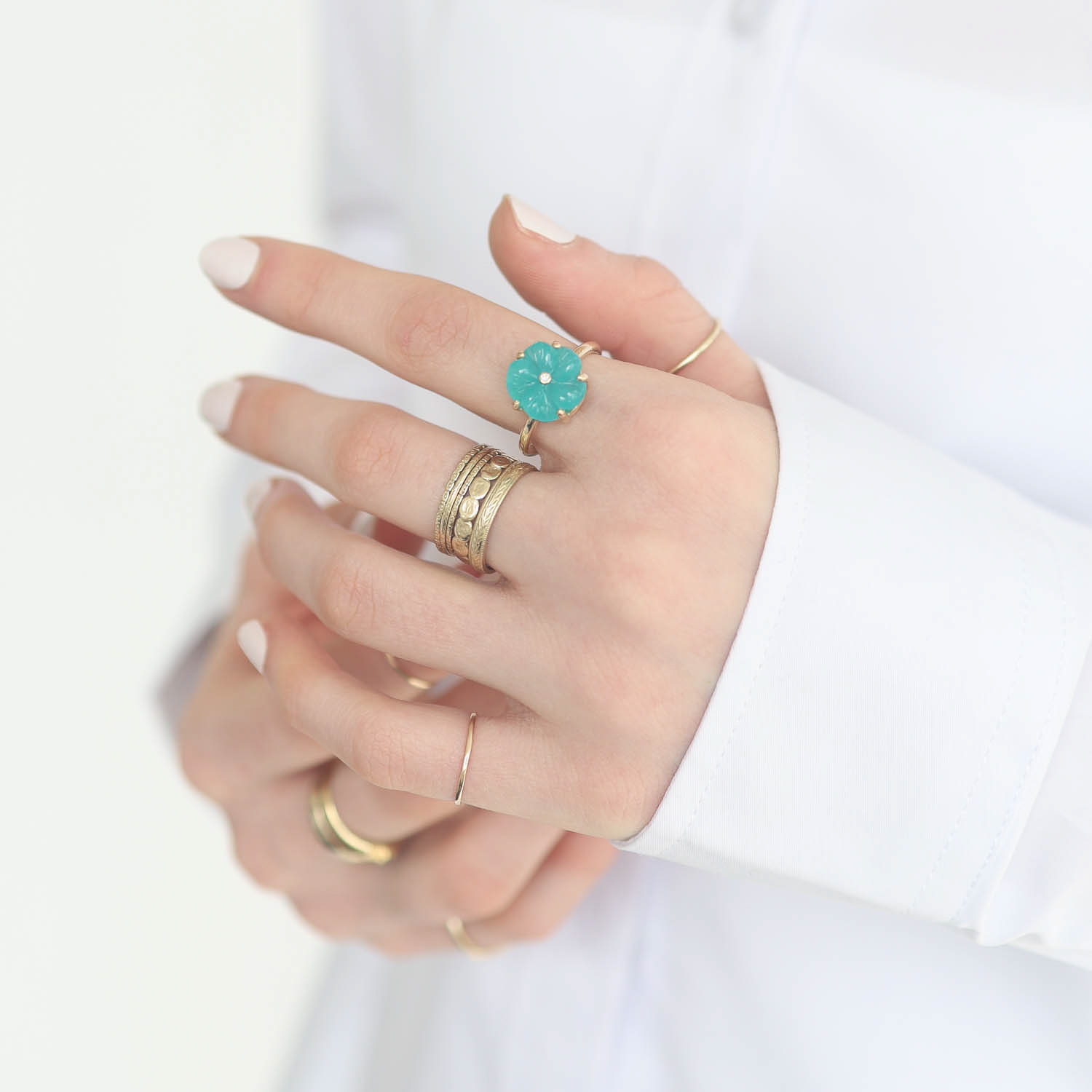 Jamie Joseph Trunk Show: Ring 250, CARVED AMAZONITE SIZE 6.75