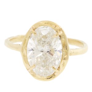 Robin Haley: Ring, 14k Gold, 3 Carat Lab Grown Oval Brilliant Diamond, Size 6.5