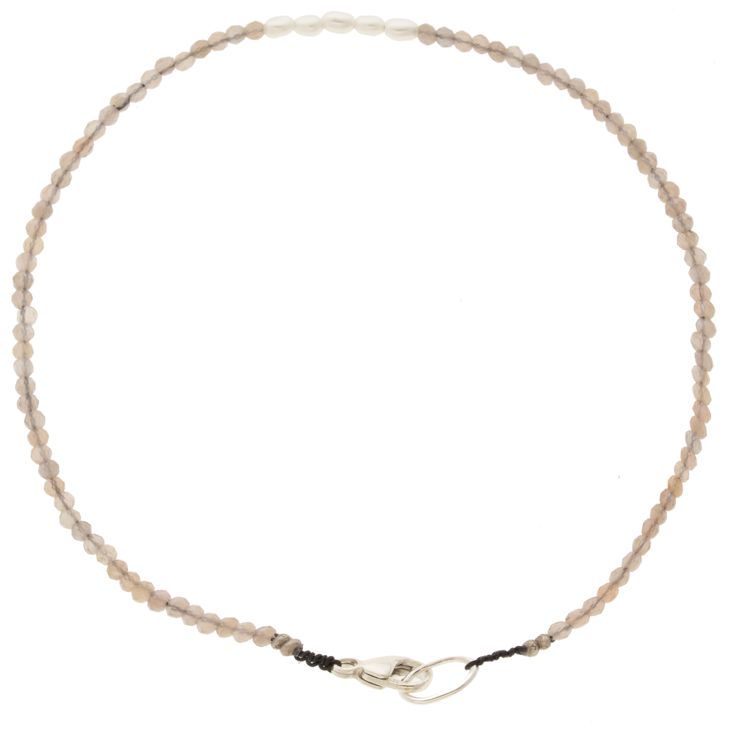 Margaret Solow : Bracelet,SS,chocolate moonstone & pearl,31