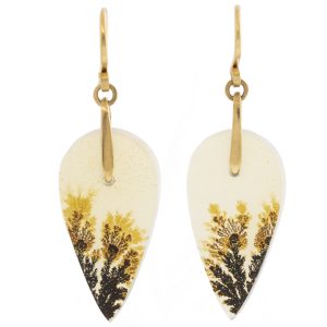Dana Kellin: Earrings, 14K, Dendritic Agate, Upside Down Teardrop Shape