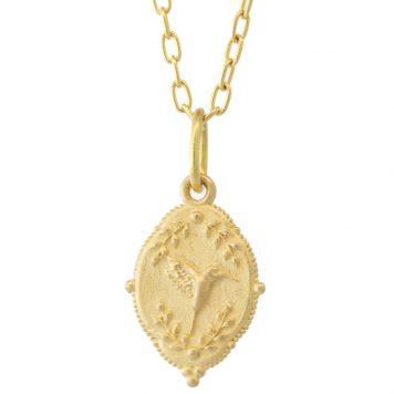 Erica Molinari Trunk show : Charm,14k Hummingbird-"Gratitude", measures 1 1/16" x 1/2" including bail