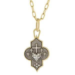 Erica Molinari:MEMO ss and 18k diamond heart flower charm .091cts