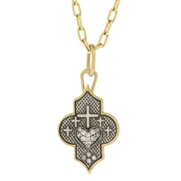 Erica Molinari:MEMO ss and 18k diamond heart flower charm .091cts