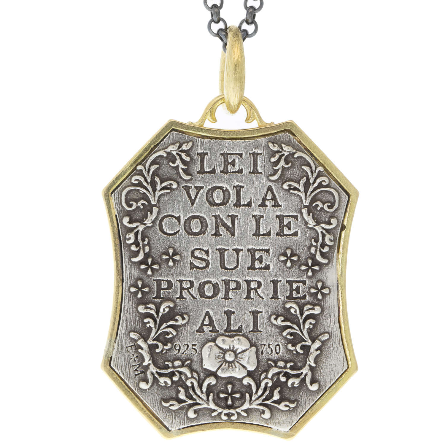 Erica Molinari Trunk Show: ss/18k large floral hummingbird-champagne-"She flies with her own wings"-1.46cts