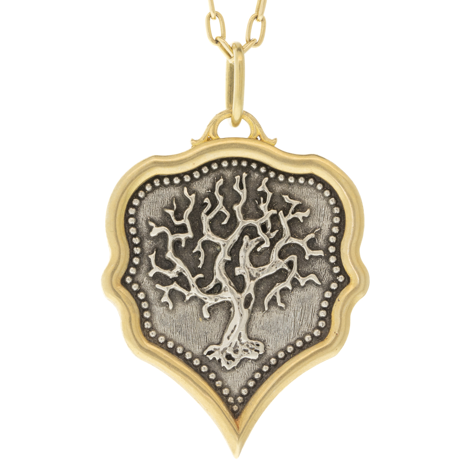 Erica Molinari Trunk Show: ss/18k ornate pointy teardrop tree of life charm-"Family, where life begins & love never ends"