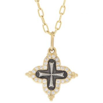 Erica Molinari Trunk Show: SS and 18K diamond frame baby clover cross "hope" .32 cts
