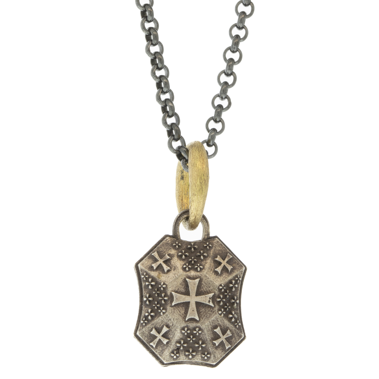 Erica Molinari Trunk Show: Charm, Small Pillow Tree of Life, Sterling silver, 18K bail, White diamonds, .49 TCW