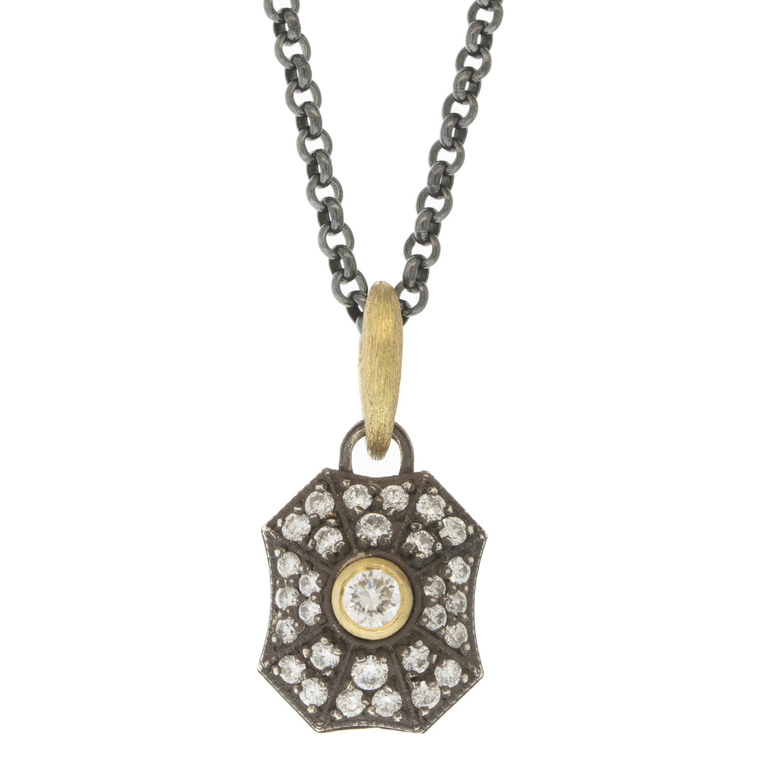 Erica Molinari Trunk Show: Charm, Small Pillow Tree of Life, Sterling silver, 18K bail, White diamonds, .49 TCW