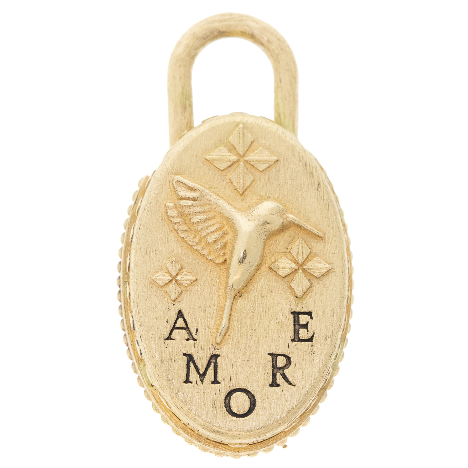 Erica Molinari Trunk Show: Charm Shimmer solid gold Oval Diamond Hummingbird padlock diamond, 1.51 TCW