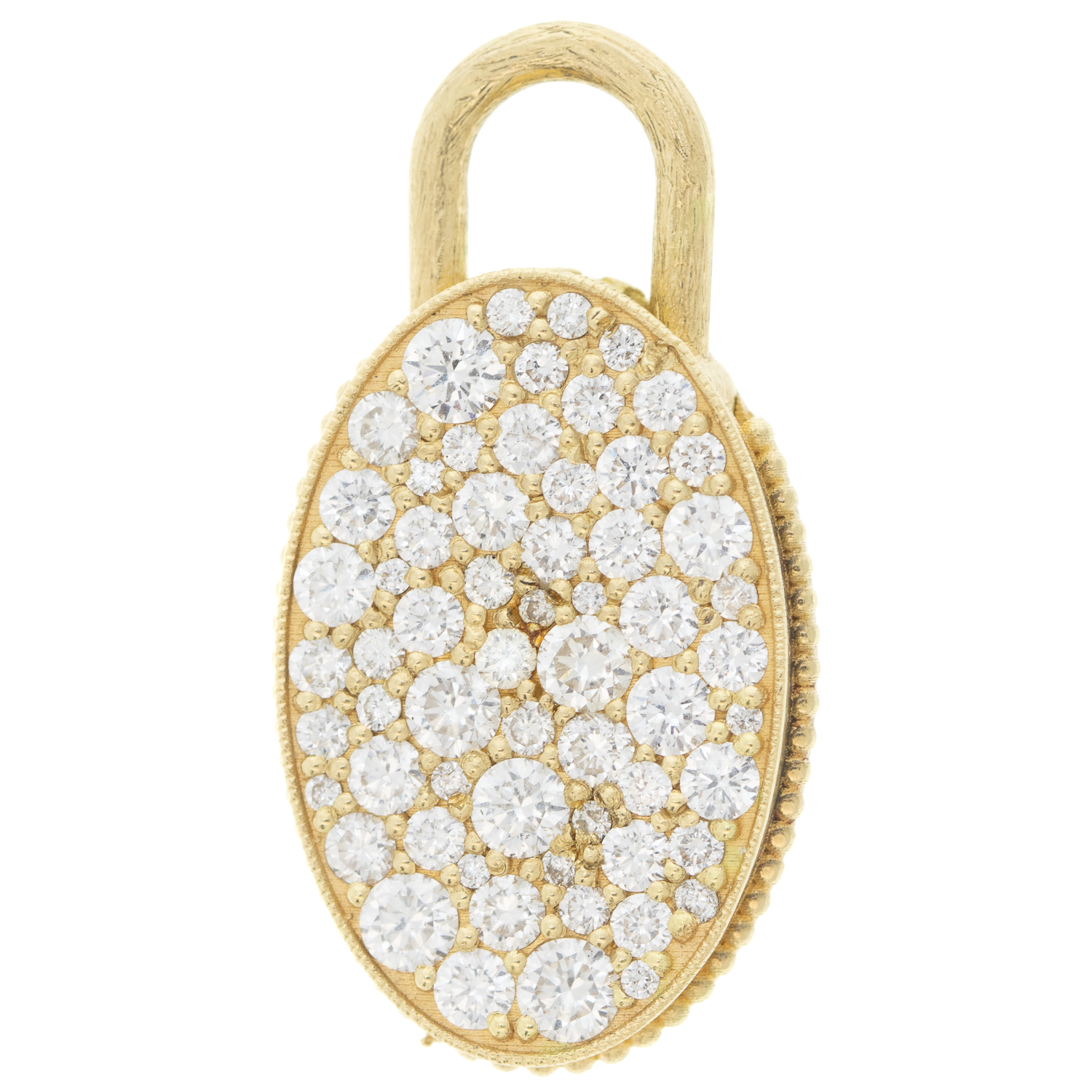 Erica Molinari Trunk Show: Charm Shimmer solid gold Oval Diamond Hummingbird padlock diamond, 1.51 TCW