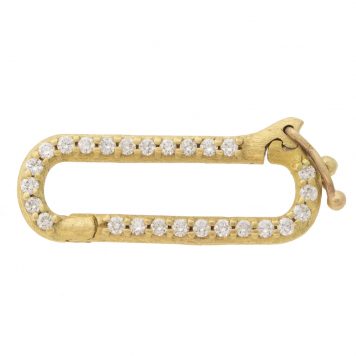 Erica Molinari: 18K large oval paperclip charm holder diamonds, .39 TCW