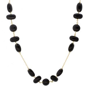 Ten Thousand Things: Necklace, Mini Double Cross Onyx, 18K Gold.