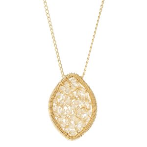 Dana Kellin: Necklace, 14K Gold Fill and Crystal, Almond-Shaped