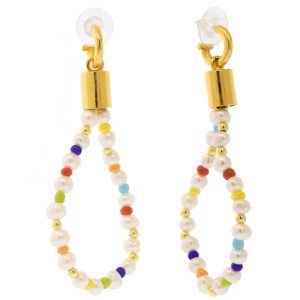 Catherine Canino: Medium Fresh water Pearl + colored stone Josie Earring