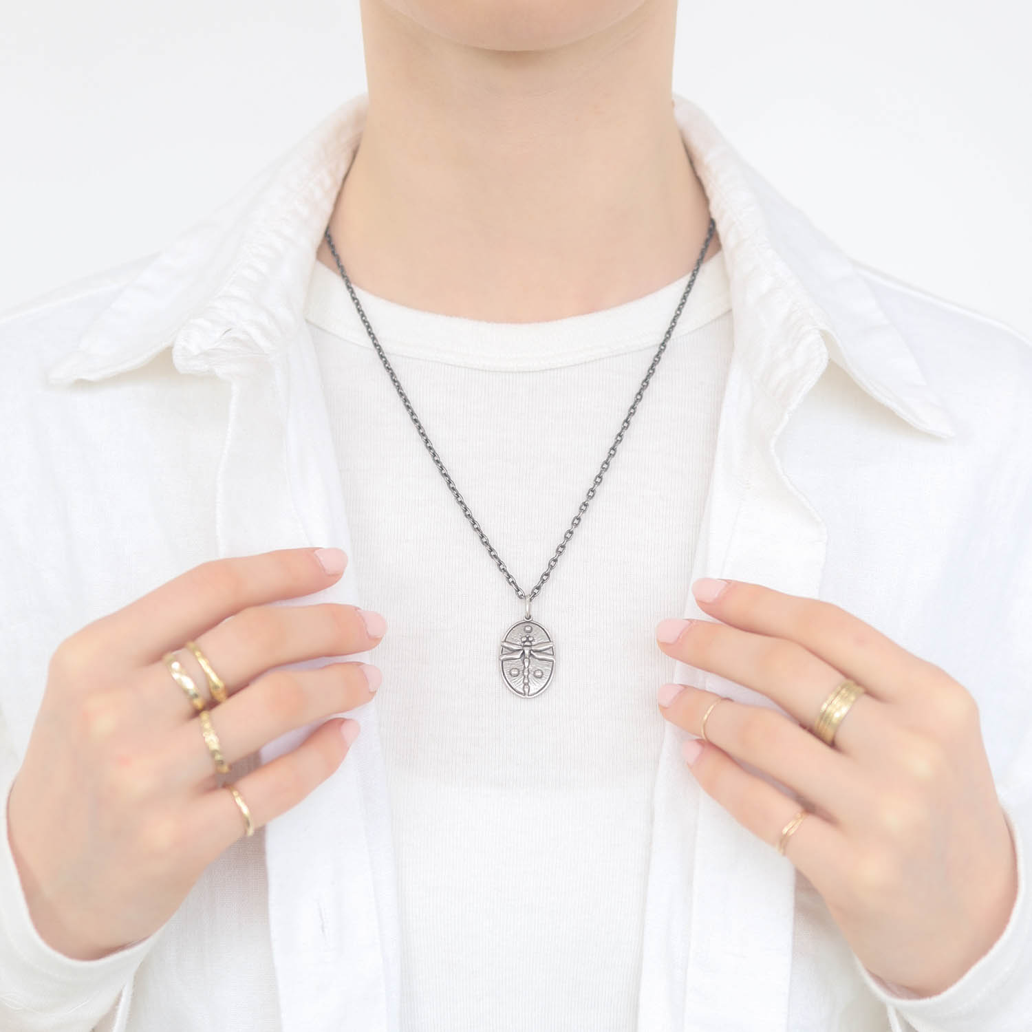 Erica Molinari Trunk Show: Charm SS Dragonfly + Greek orthodox cross “lux et veritas” = ‘light & truth’