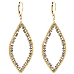 Dana Kellin: Gold Fill Marquis Silver Night Crystals Outline Earrings