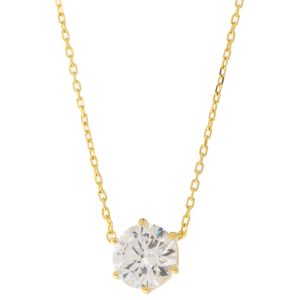 Tai: Necklace, Gold Vermeil Simple Chain Necklace with Medium Sized Clear CZ