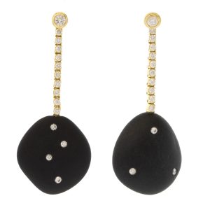 CVC Stones: Pear Shaped Black Stones, 0.49ct Small Round Diamonds