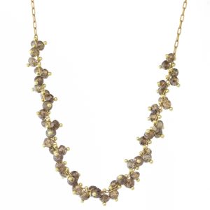 Ten Thousand Things: long center spiral BROWN diamond necklace on 18k 13.95CT