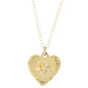 Victoria Cunningham: 14k hammered heart + dia flower