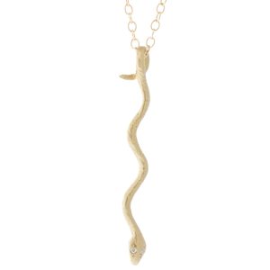 Victoria Cunningham:14K long snake with diamond eyes