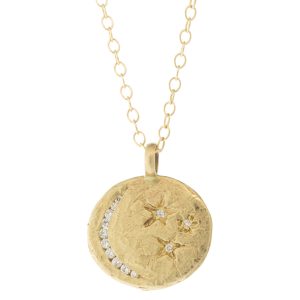 Victoria Cunningham: 14K moon and stars Necklace