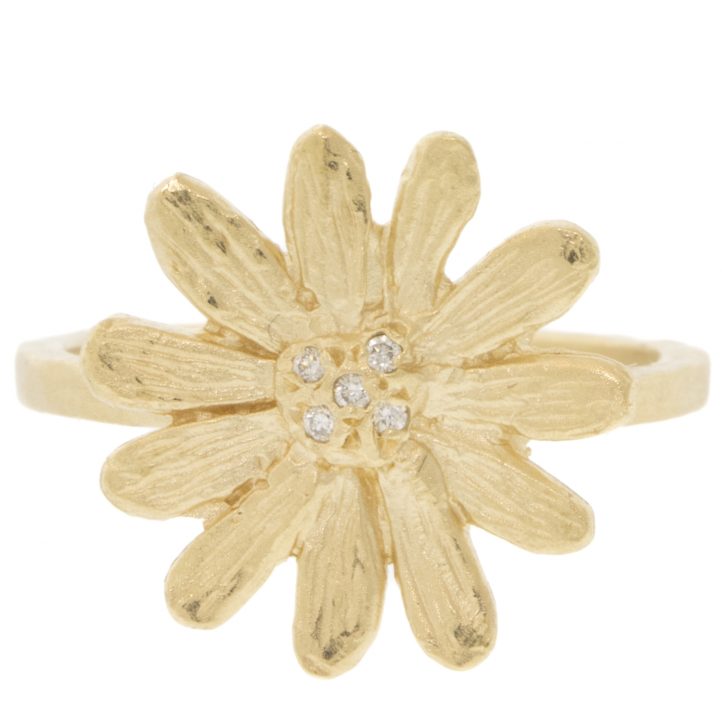 Victoria Cunningham Trunk Show: 14k L daisy ring and pave dia