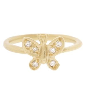 Victoria Cunningham: 14k butterfly ring and pave dia