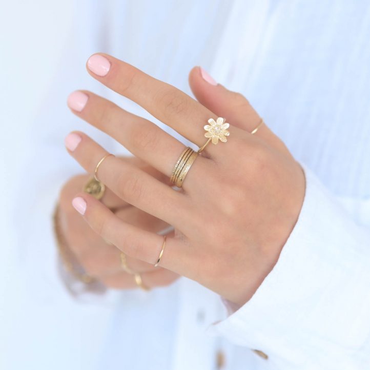 Victoria Cunningham Trunk Show: 14k L daisy ring and pave dia